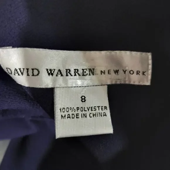 5066)Vtg David Warren Old Money Navy Button Up Size 8 Long Sleeve Maxi Dress - Picture 9 of 10